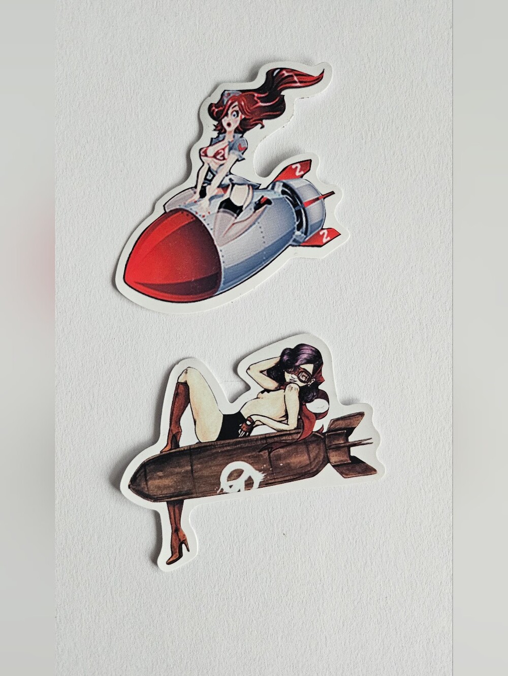 Women on rockets 2 pc Skateboard stickers, laptop stickers
